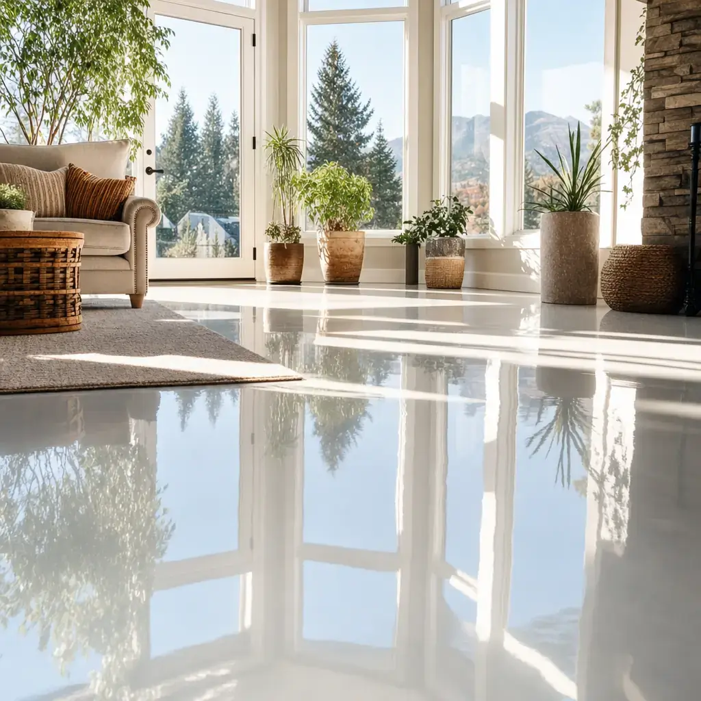 a coated interior concrete floor