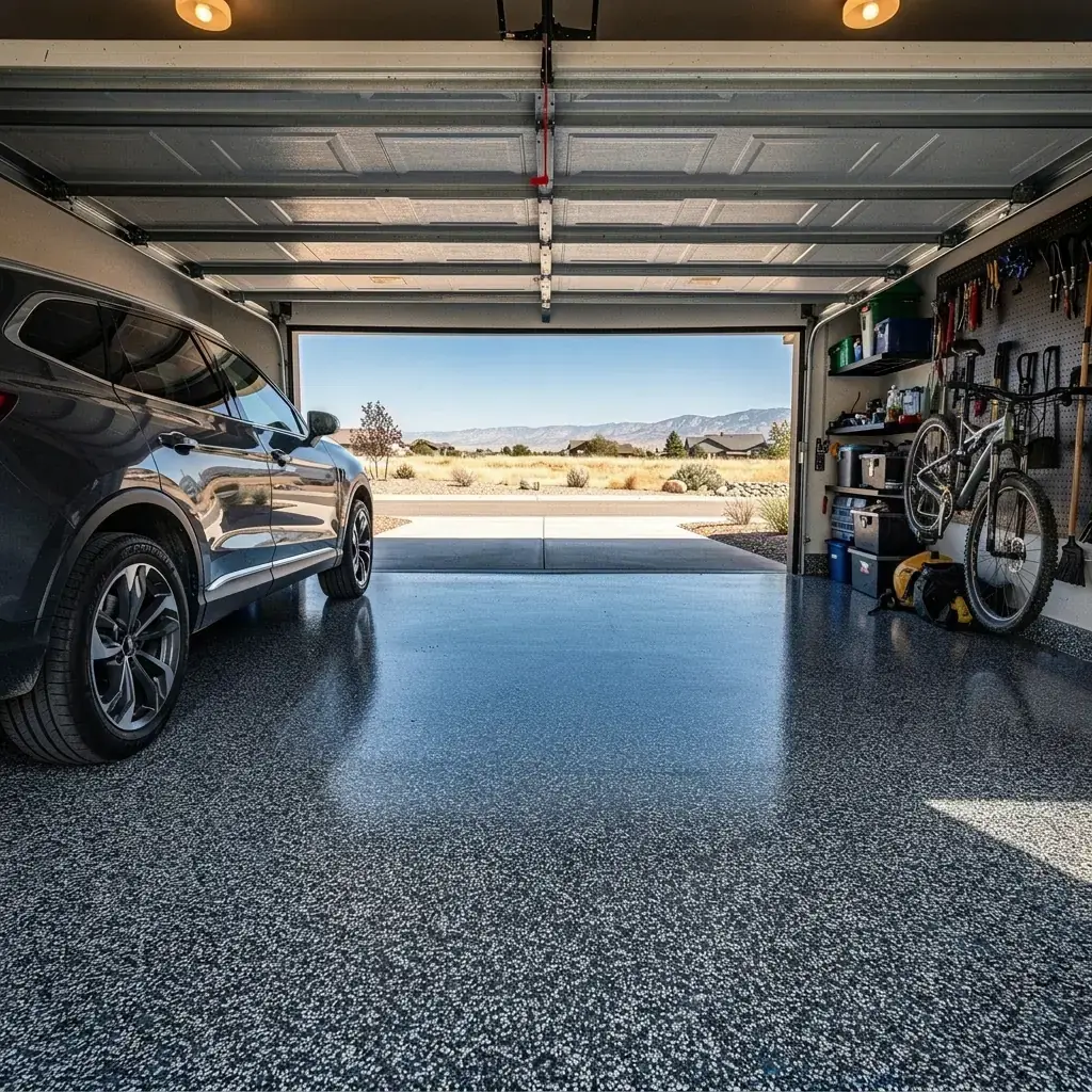 a finished flake epoxy garage floor