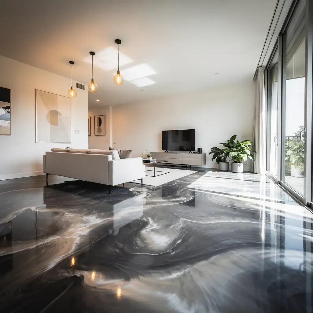 a metallic epoxy floor