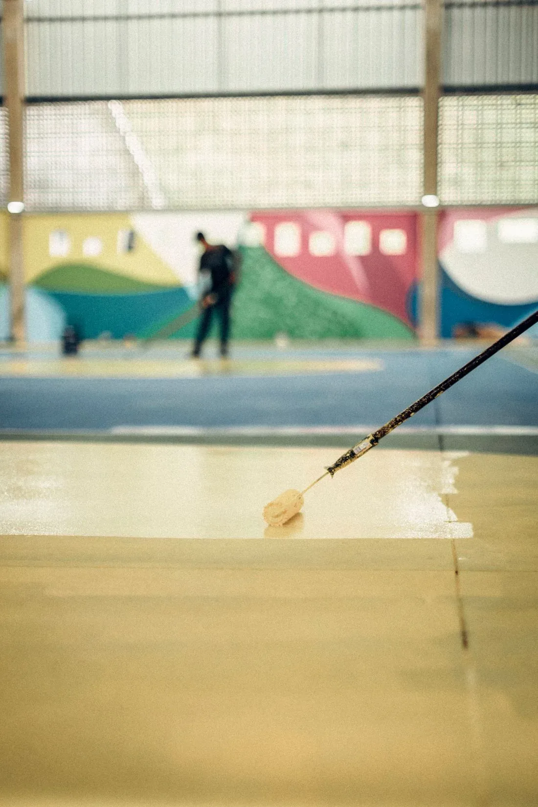 a polyaspartic-coated floor